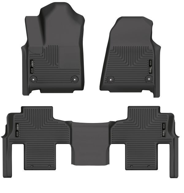 Husky Liners WeatherBeater Front and Second Row Floor Liners for Jeep Wagoneer 2022, Black Textured Plastic