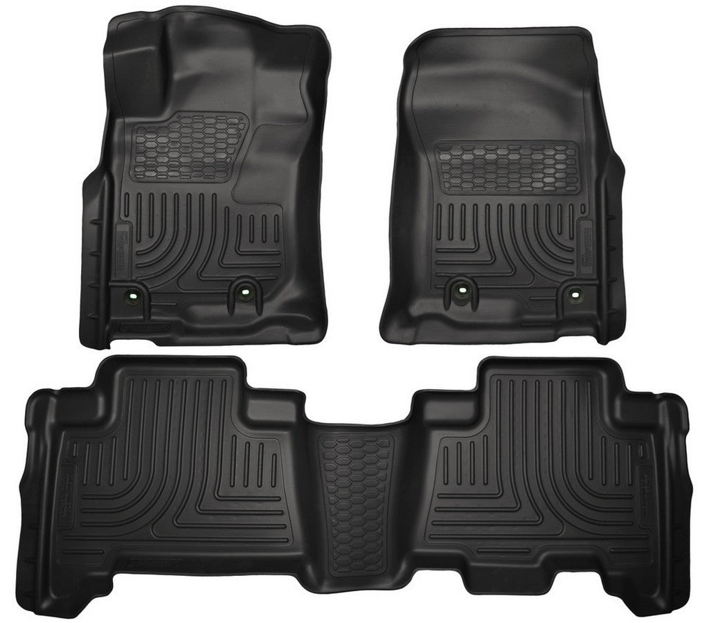 Husky Liners WeatherBeater Front and Second Row Floor Liners for Toyota 4Runner 2013-2016, Black Textured Plastic