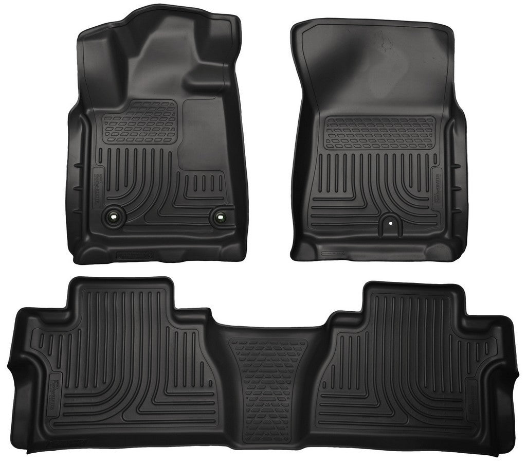 Husky Liners 99581 WeatherBeater Front and Second Row Floor Liners for Toyota Tundra CrewMax, Black, Textured Plastic