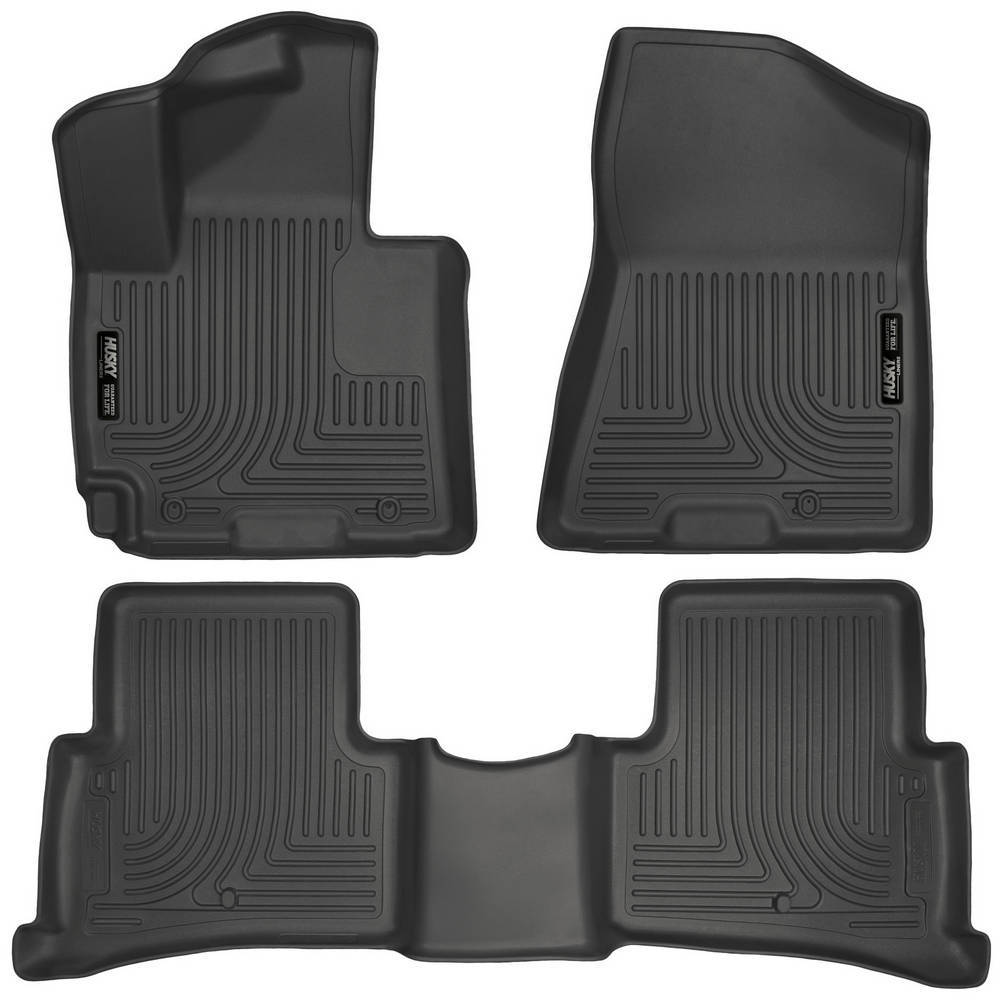 Husky Liners 99681 WeatherBeater Front and Second Row Floor Liners for Hyundai Tucson 2016-2018, Black Textured Plastic