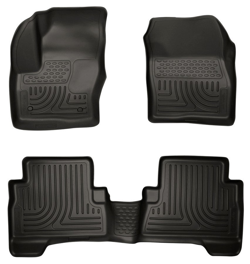 Husky Liners 99741 WeatherBeater Front and Second Row Floor Liners for Ford C-Max, Black, Textured Plastic