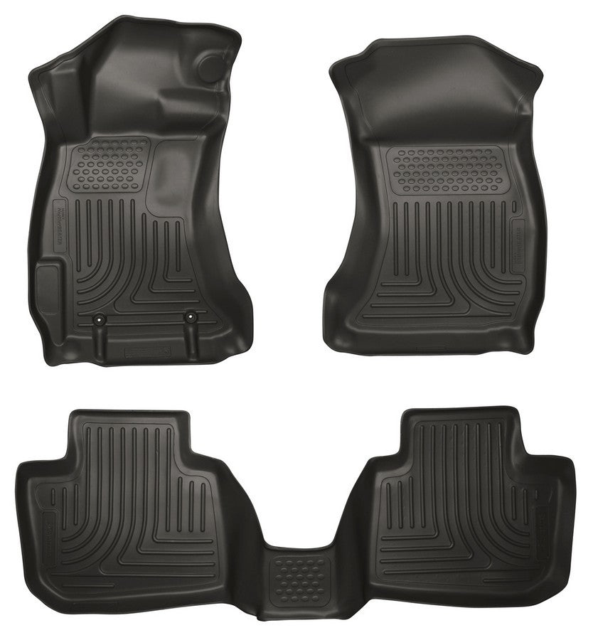 Husky Liners 99801 WeatherBeater Front and Second Row Floor Liners for Subaru Impreza 2012-2016, Black, Textured Plastic