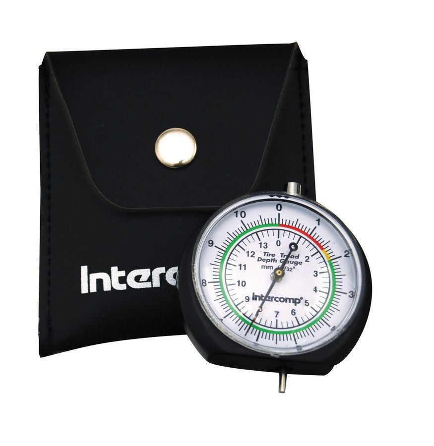 Intercomp 360109 Tire Tread Depth Gauge, 0 to 1/2 Inch Mechanical Analog with Leather Case