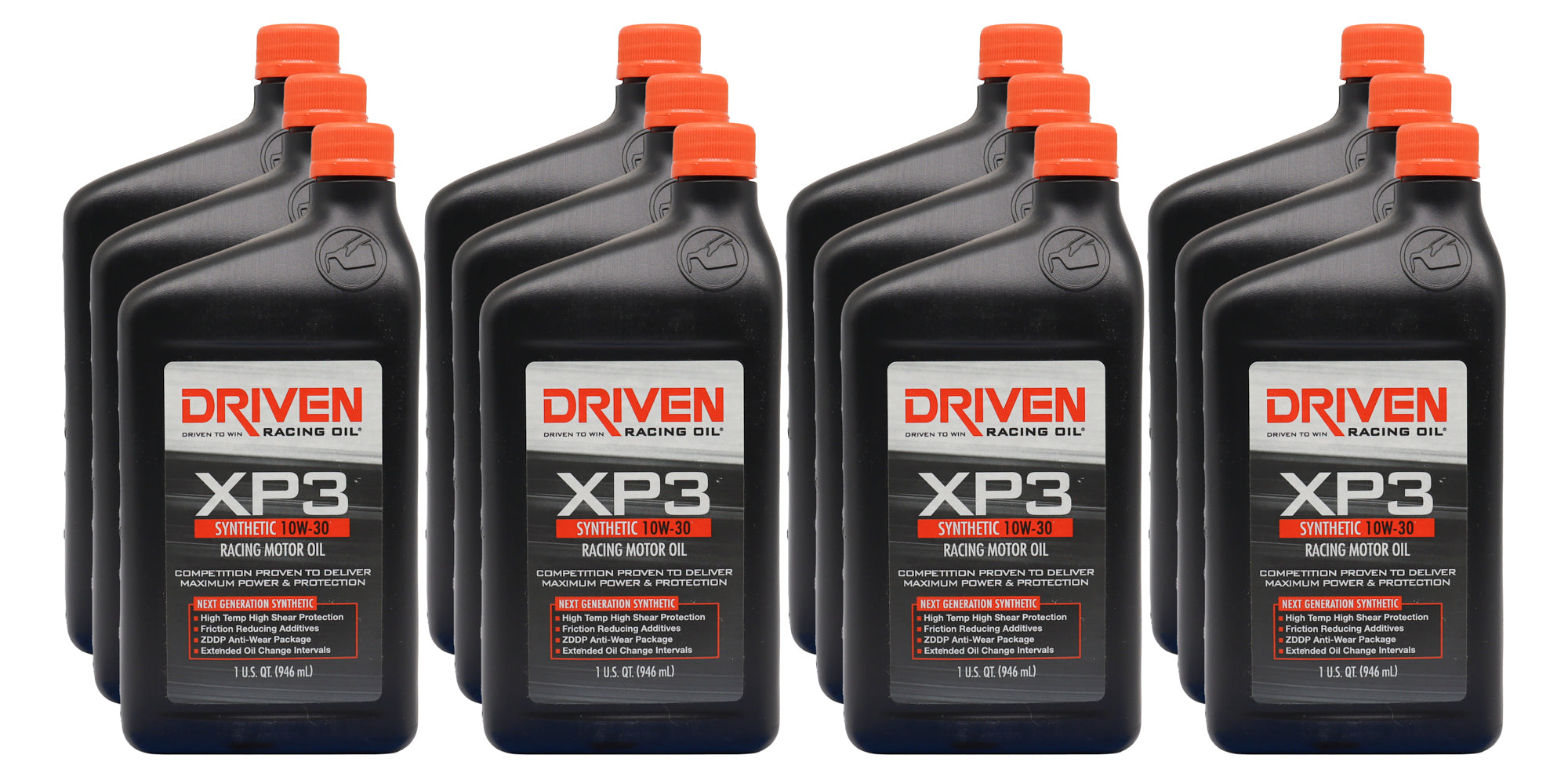 Driven Racing Oil XP3 10W30 Synthetic Motor Oil, 1 Quart Bottle, Set of 12