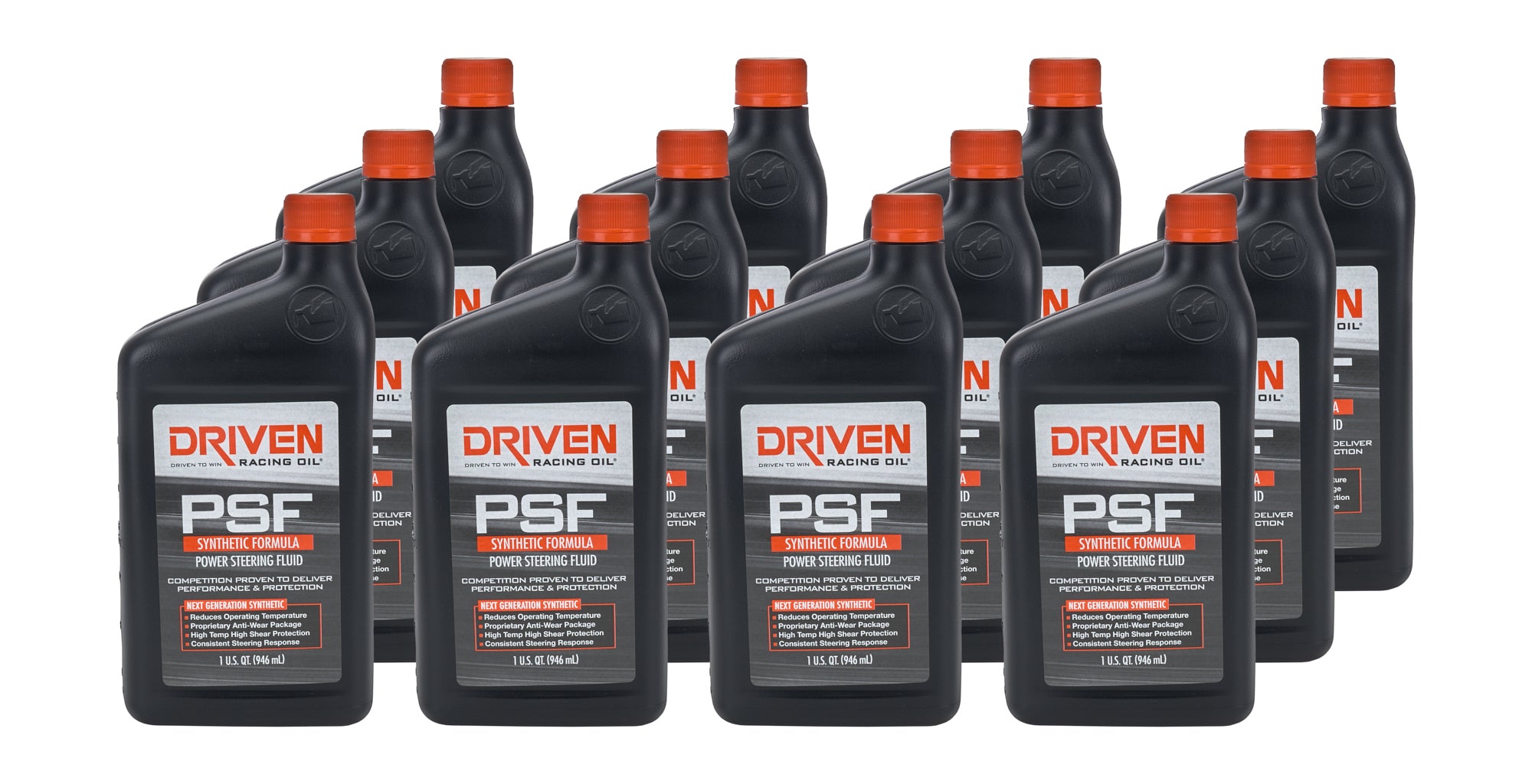 Driven Racing Oil Power Steering Fluid 01306-12, Synthetic 1 Quart Bottles, Set of 12