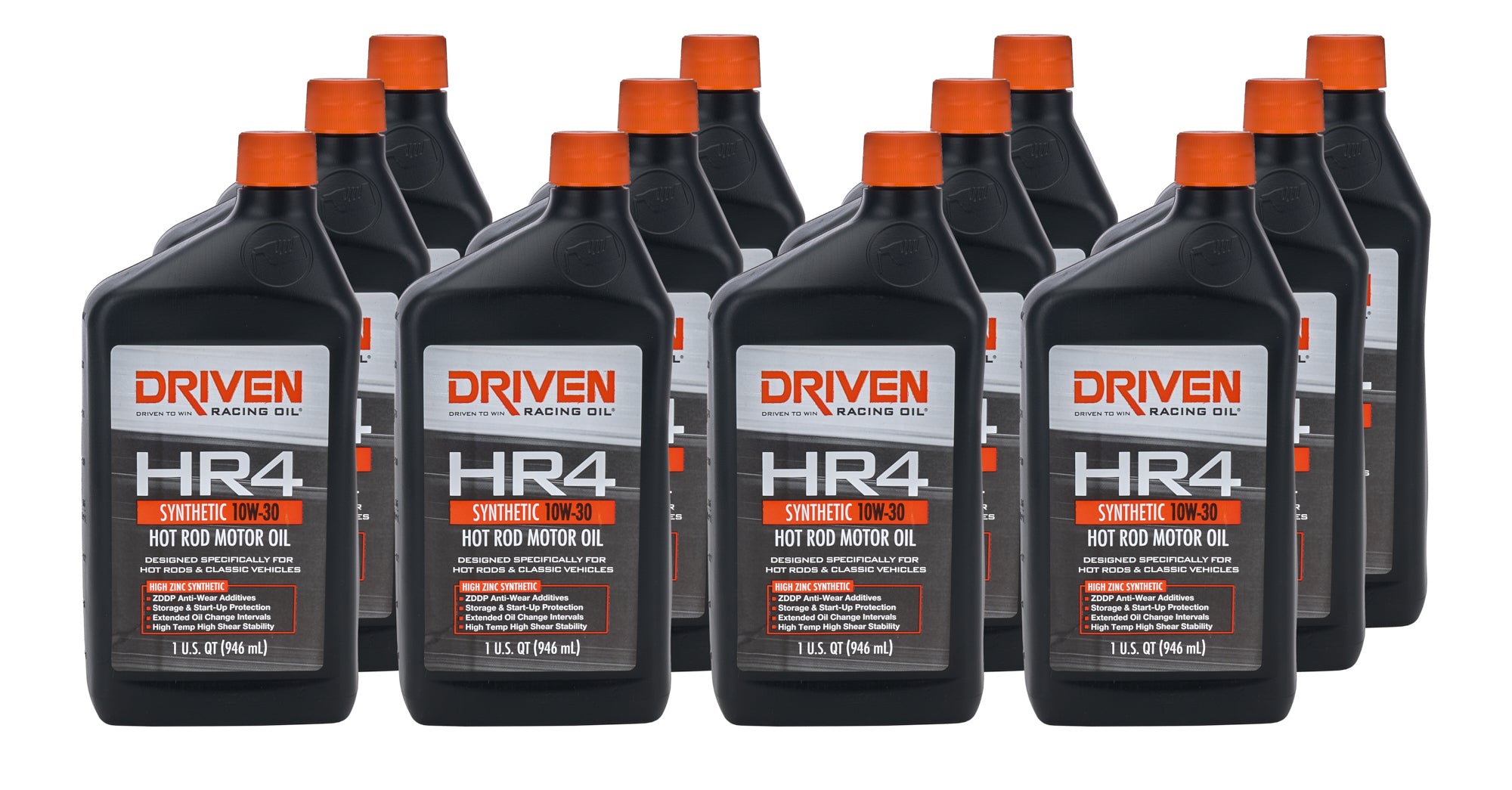 Driven Racing Oil HR4 10W30 Synthetic Motor Oil, 1 Quart Bottles, Set of 12