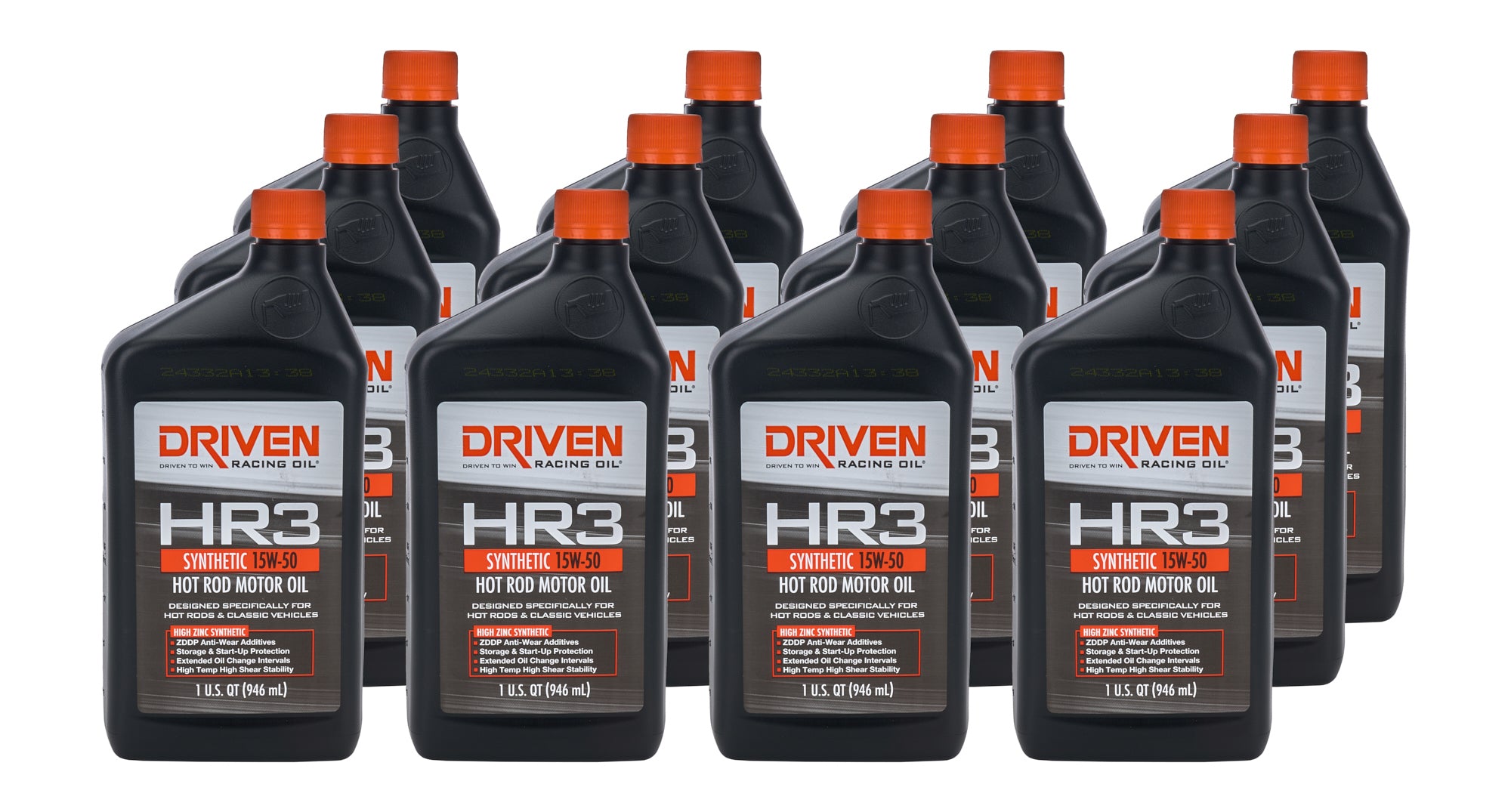 Driven Racing Oil HR3 15W50 Synthetic Motor Oil, 1 Quart Bottles, Set of 12