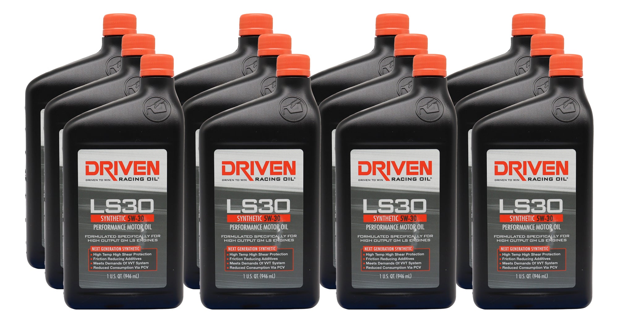 Driven Racing Oil LS30 5W30 Synthetic Motor Oil, 1 Quart Bottles, Set of 12