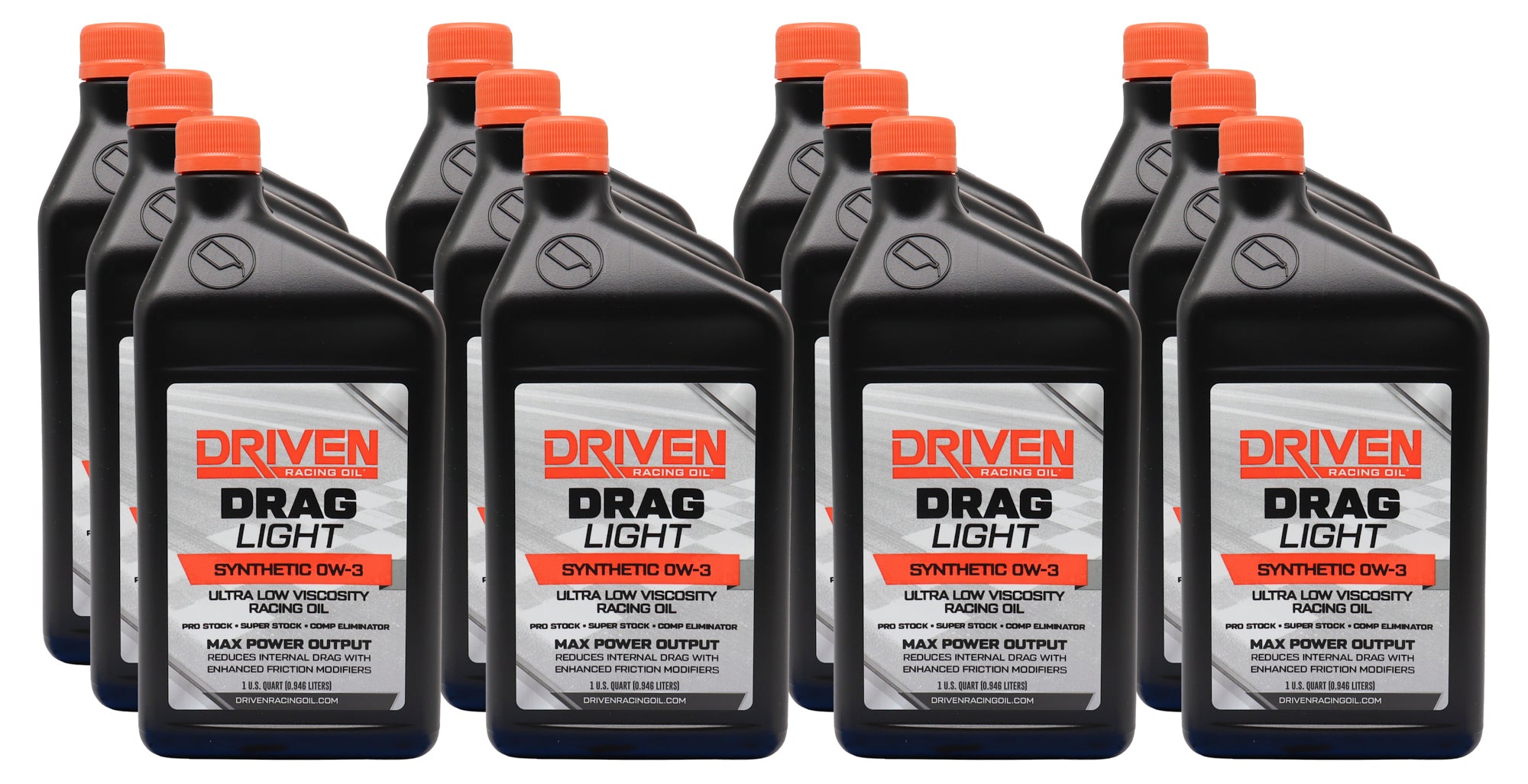 Driven Racing Oil Drag Light 0W3 Synthetic Motor Oil 1 Quart, Pack of 12