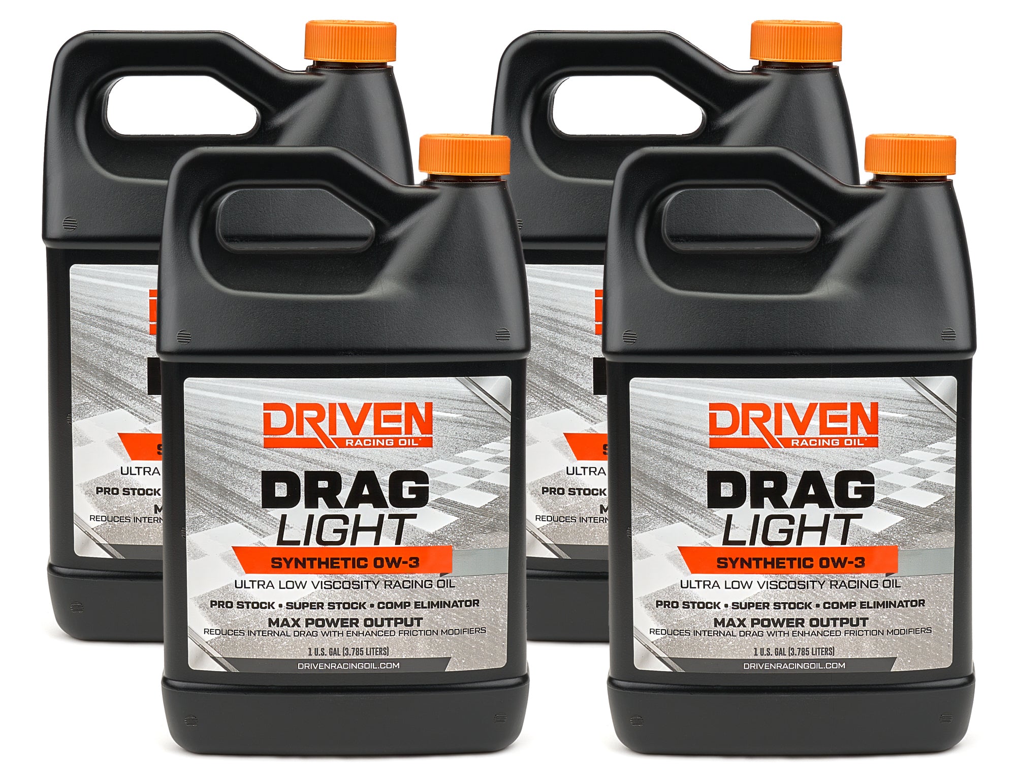 Driven Racing Oil Drag Light 0W-3 Synthetic Motor Oil – 1 Gallon Bottles, Set of 4