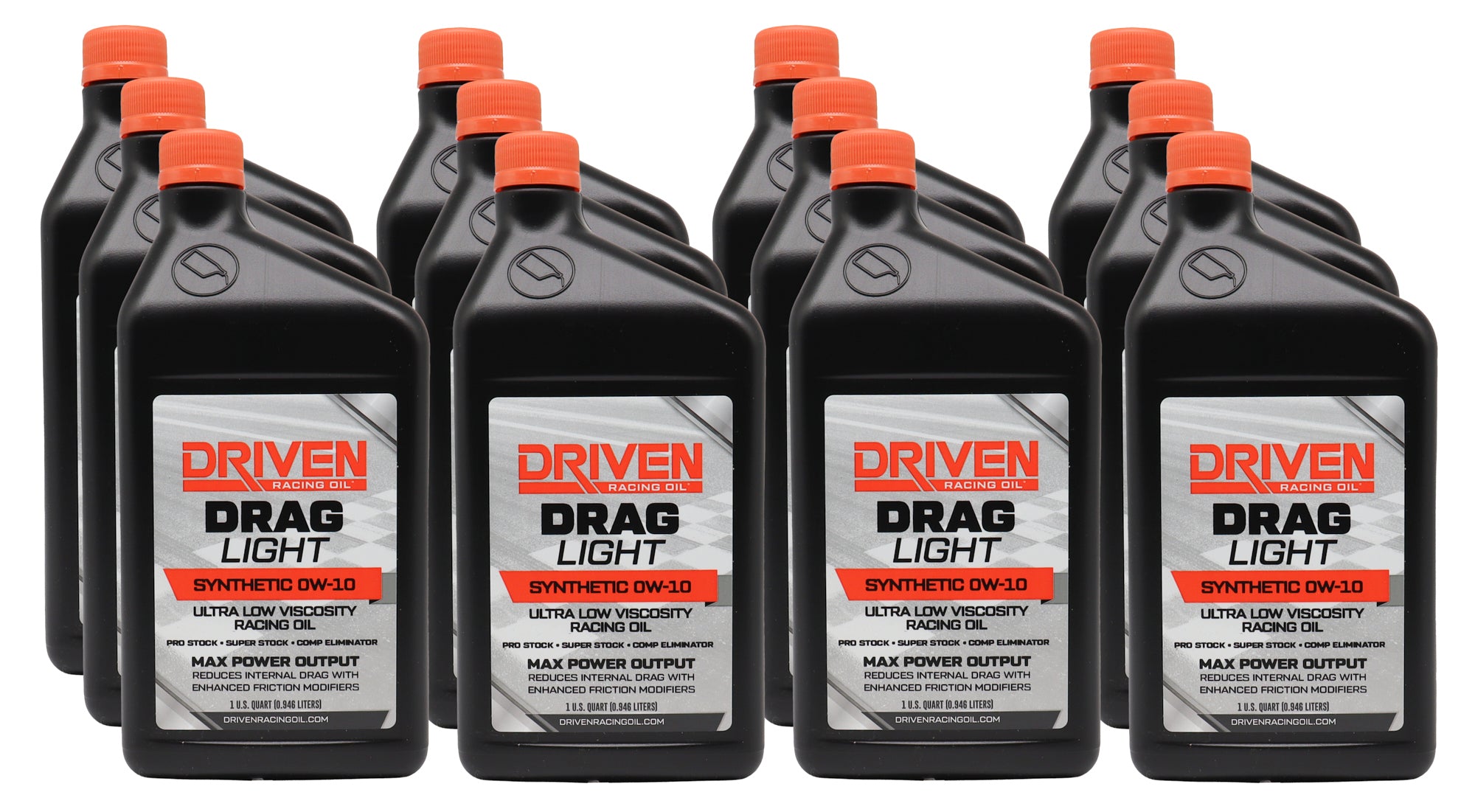 Driven Racing Oil JGP03106-12 Drag Light 0W-10 Synthetic Motor Oil 1 Quart, Set of 12