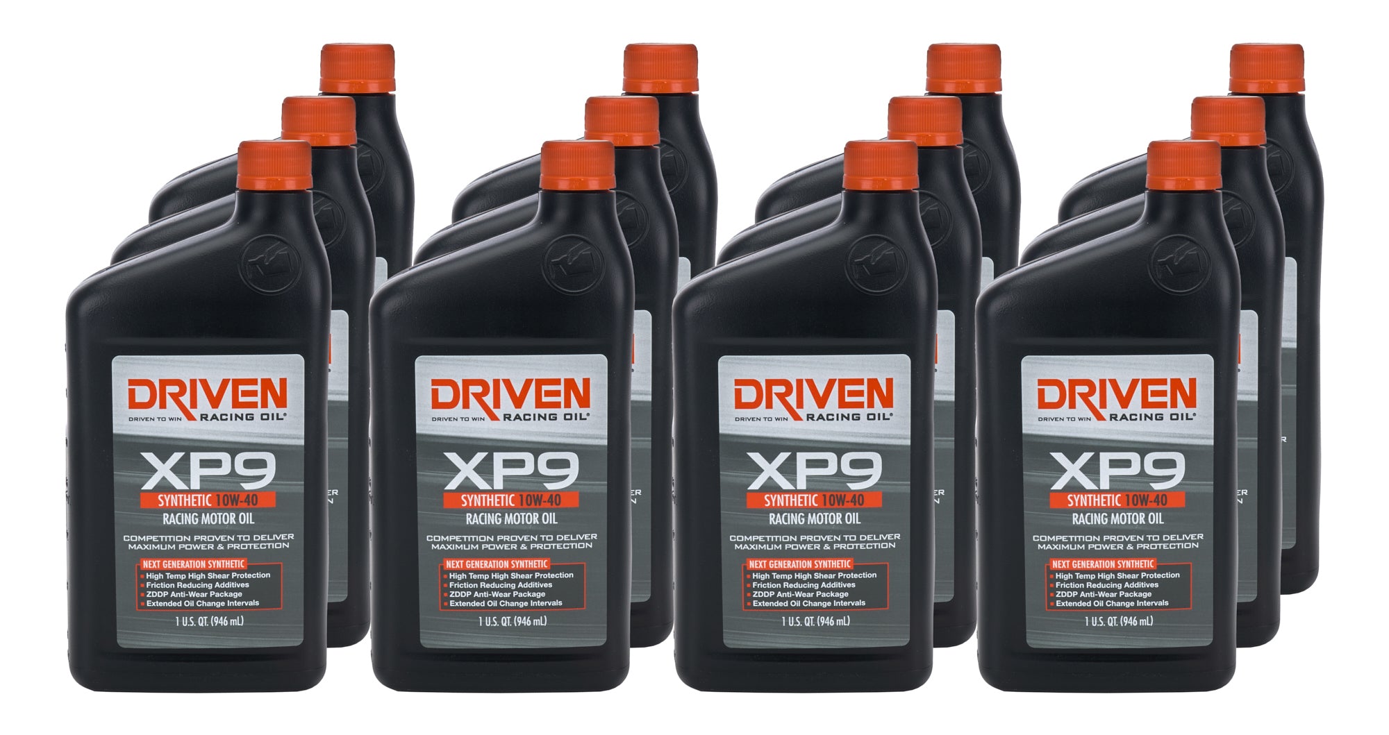 Driven Racing Oil XP9 10W40 Synthetic Motor Oil, 1 Quart Bottles, Set of 12