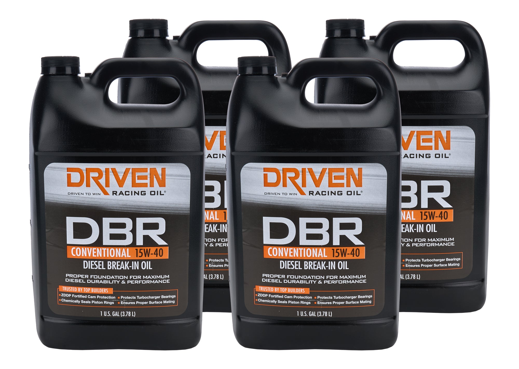 Driven Racing Oil DBR 05308-4 15W40 Diesel Break-In Oil, High Zinc, Conventional, 1-Gallon Jug, Set of 4