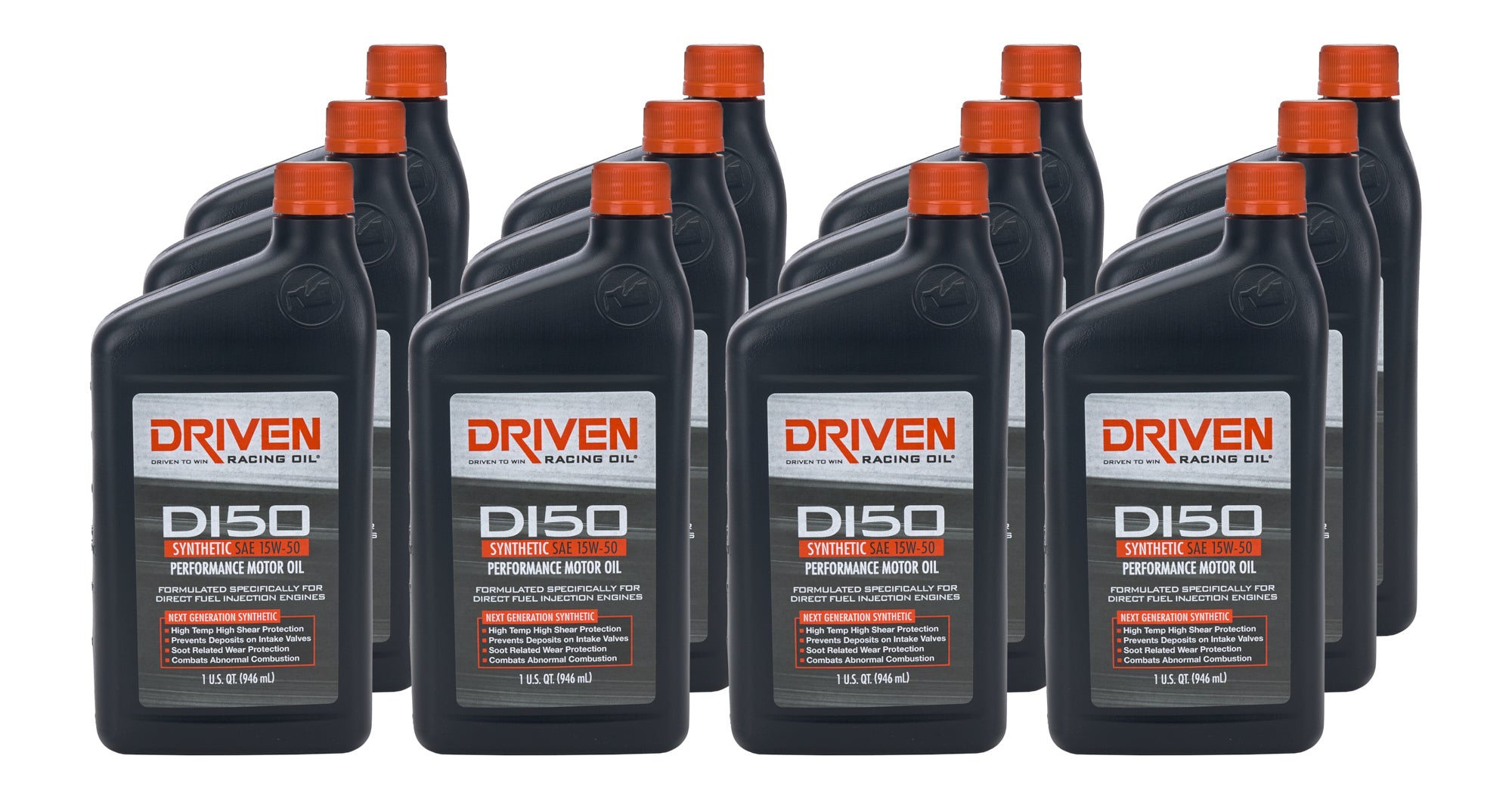 Driven Racing Oil DI50 15W50 Synthetic Motor Oil - 1 Quart Bottles, Set of 12