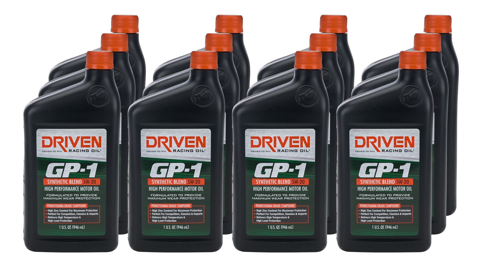 Driven Racing Oil GP-1 5W20 Semi-Synthetic Motor Oil - 1 Quart Bottles, Set of 12
