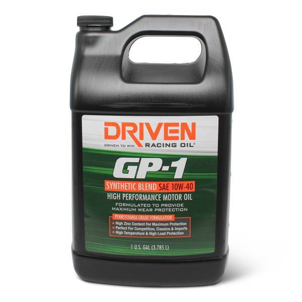 Driven Racing Oil GP-1 10W40 Semi-Synthetic Motor Oil, 1 Gallon Jug