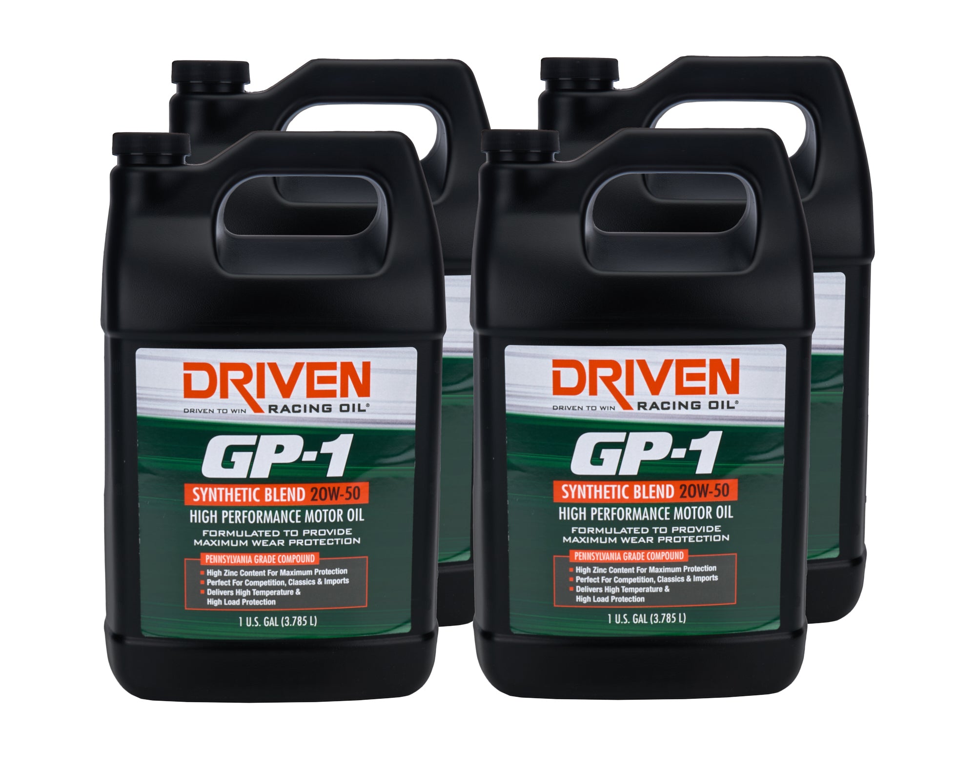 Driven Racing Oil GP-1 20W50 Semi-Synthetic Motor Oil Case of 4 Gallon Jugs