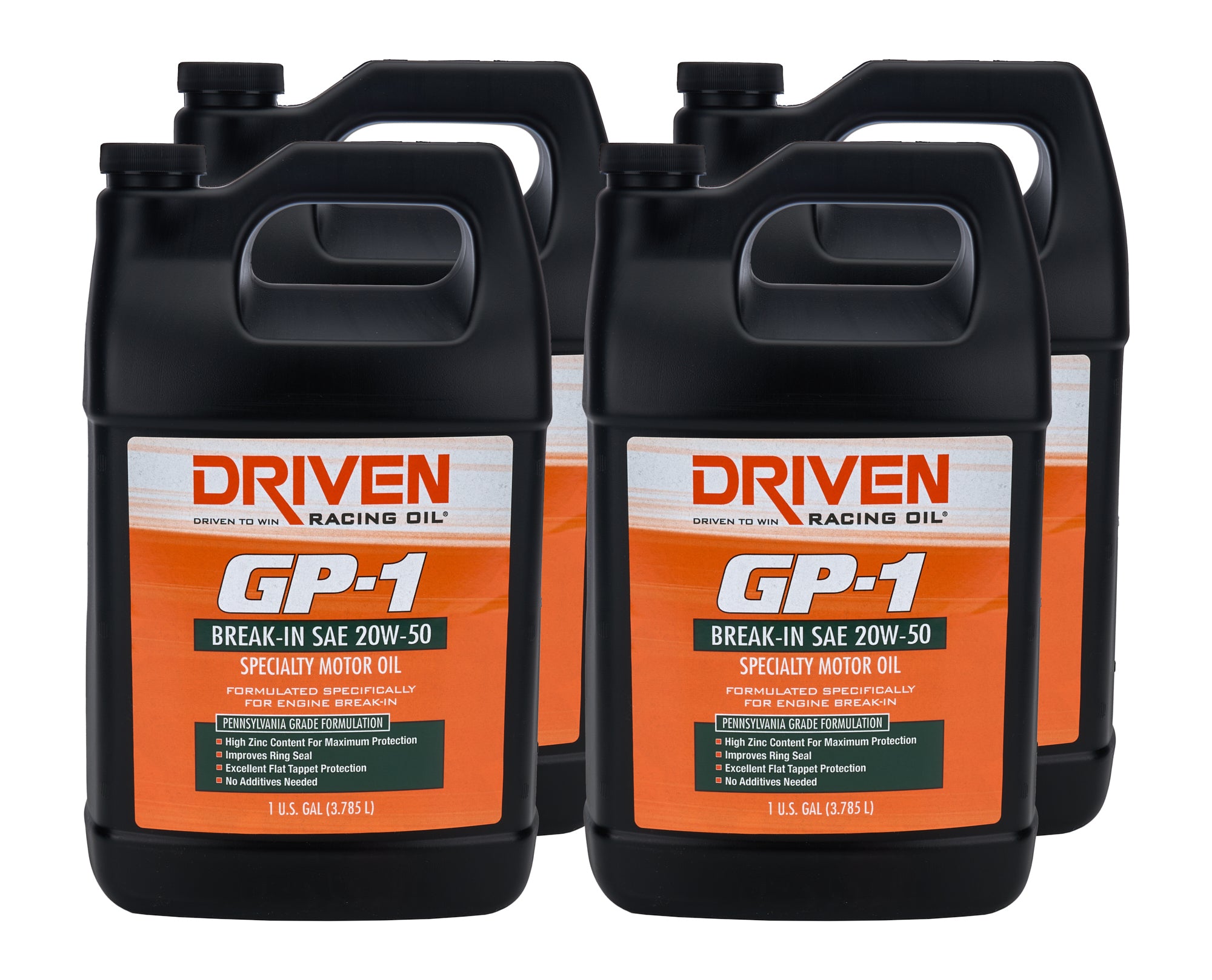 Driven Racing Oil GP-1 20W50 Break-In Conventional Motor Oil, 1 Gallon Jug, Set of 4