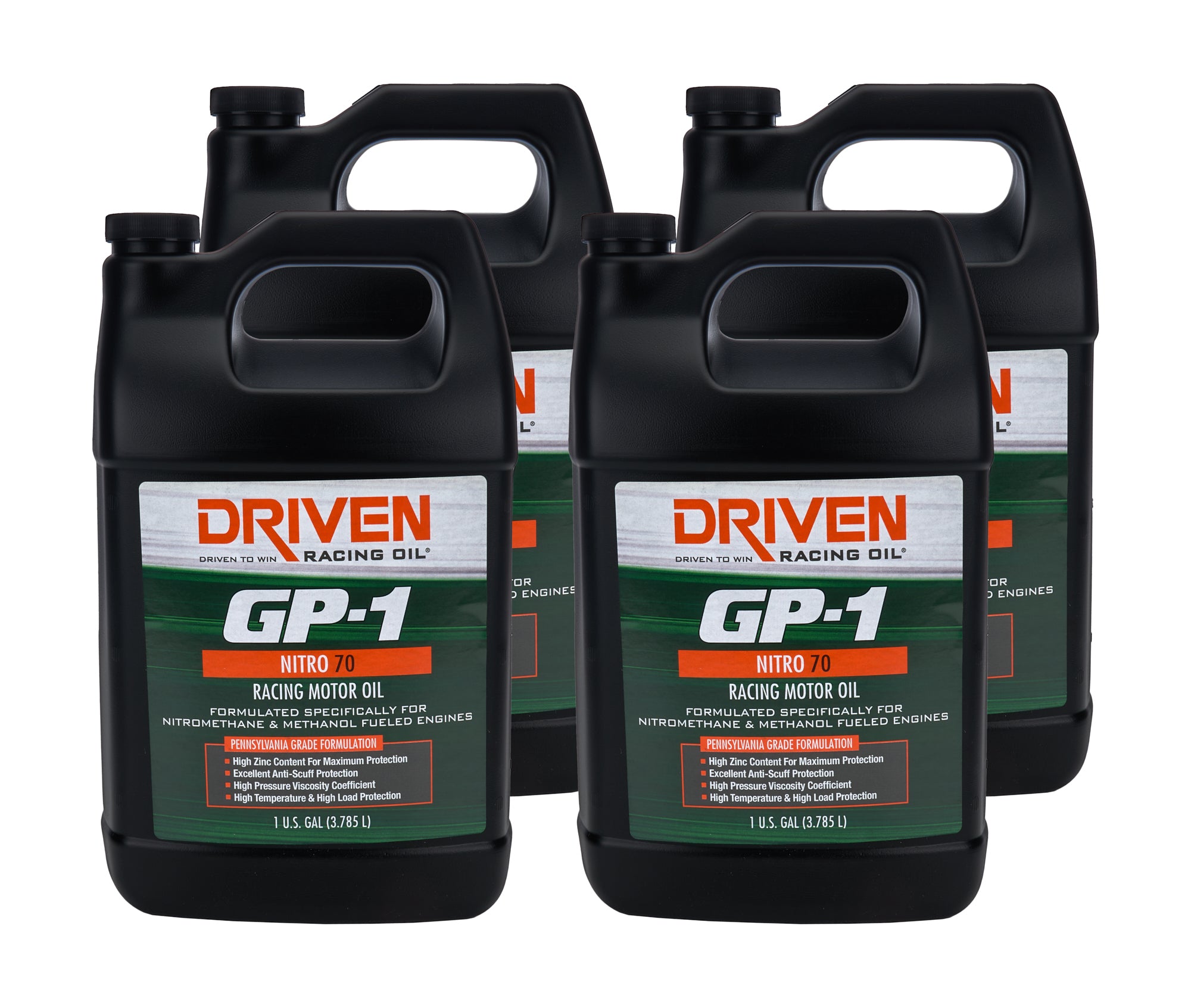 Driven Racing Oil GP-1 Nitro 70 70W Semi-Synthetic Motor Oil 1 Gallon Jug Set of 4
