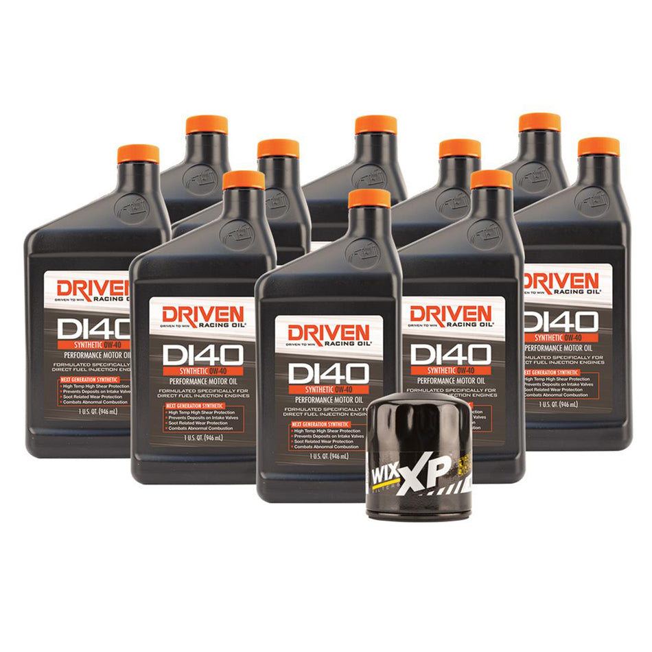 Driven Racing Oil DI40 Oil Change Kit for GM GenV LT-Series Engines, 10 Quarts, Synthetic 0W-40 with Oil Filter
