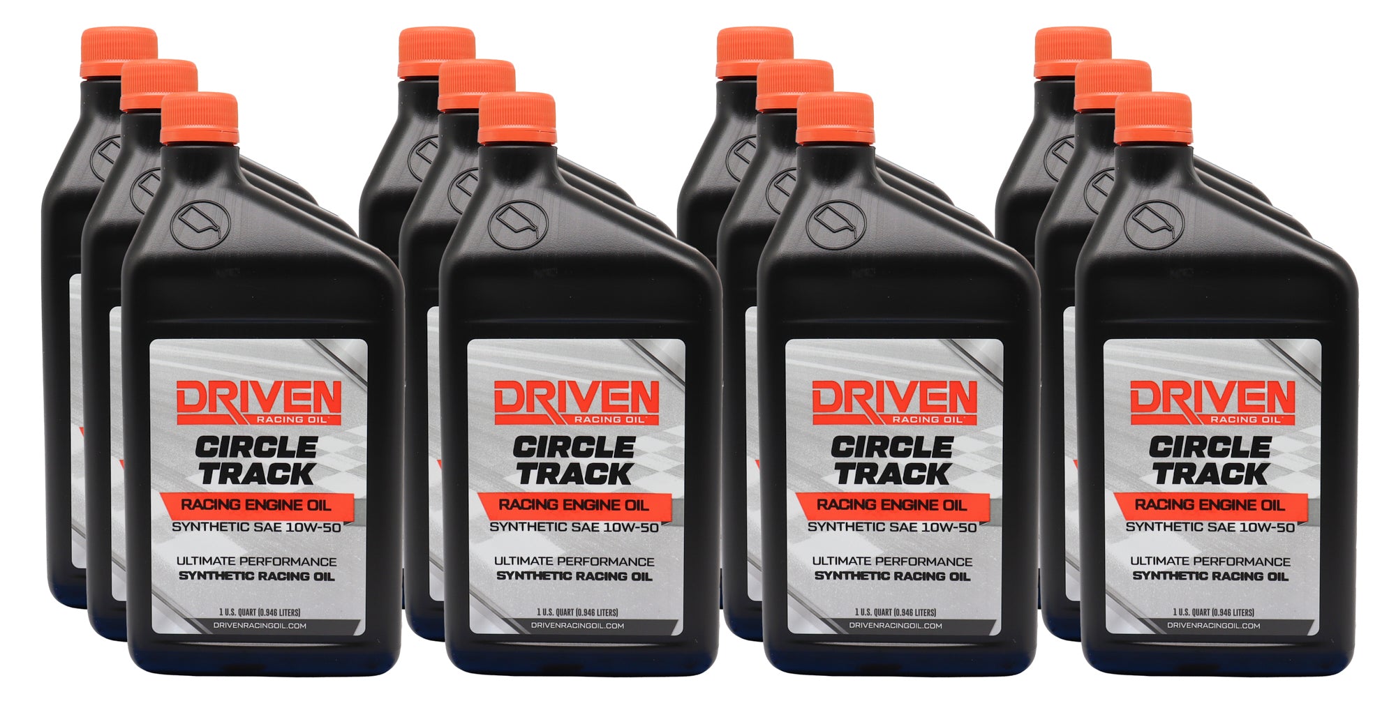 Driven Racing Oil 26156-12 Circle Track 10W50 Synthetic Motor Oil - 1 Quart Bottles, Set of 12