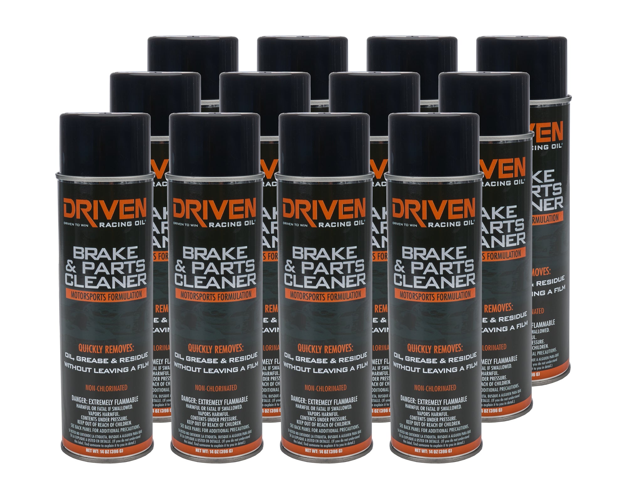 Driven Racing Oil Brake Cleaner, Non-Chlorinated, 14 oz Aerosol, Set of 12