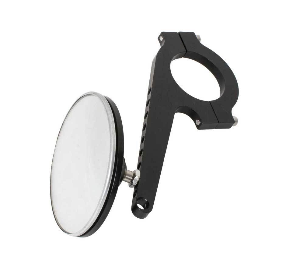 Joes Racing Products JOE11222 Side View Mirror Extend 1-1/2 Inch Adjustable, Round, 3 Inch Diameter, Aluminum, Black Anodized, Clamp-On