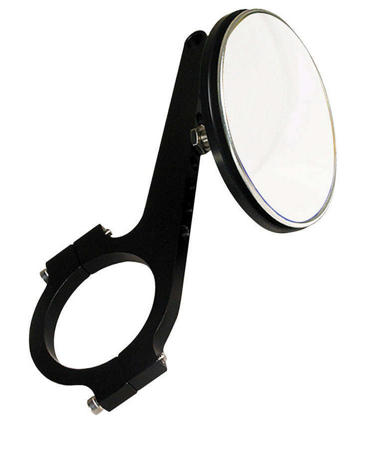 Joes Racing Products JOE11224 Side View Mirror, Extended, Adjustable, Round, 3 Inch Diameter, Clamp-On, Aluminum, Black Anodized