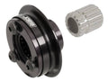 Joes Racing Products 13405 Quick Release Steering Wheel Hub for Quarter Midget and Kart, Aluminum, Black Anodized, 3-Bolt Pattern, Pinless 360 Degree Rotation