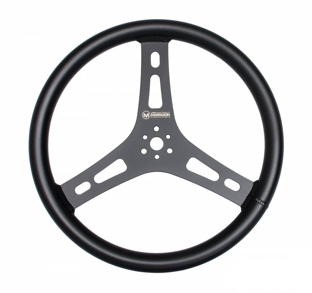 Joes Racing Products Matador 15-Inch Flat Aluminum Steering Wheel with Black Anodized Finish