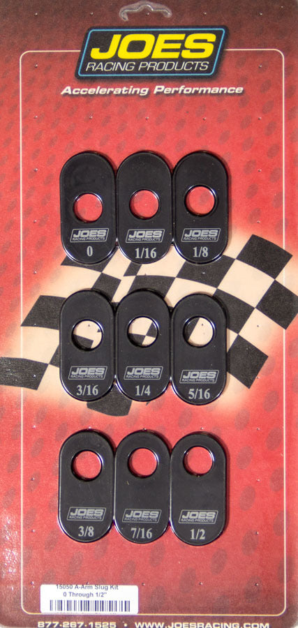 Joes Racing Products A-Arm Slug Kit 15050 for Upper Control Arms, 1/2 Inch ID Hole, Aluminum, Black Anodized Finish