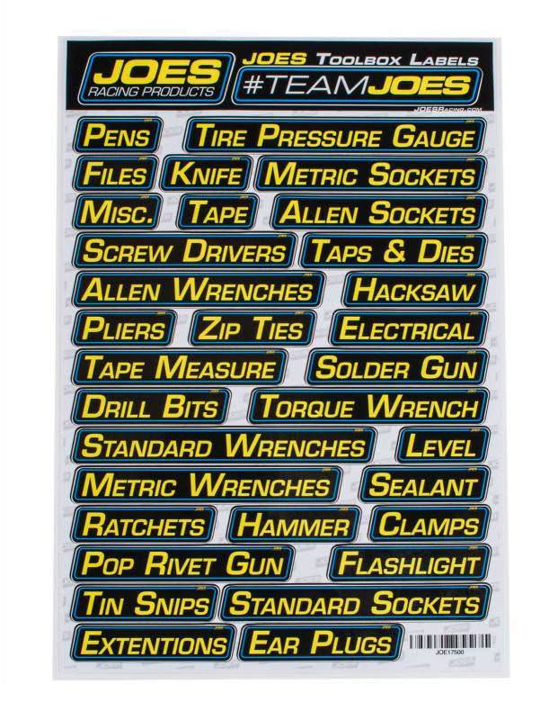 Joes Racing Products Toolbox Labels Kit with Air Restriction and Freight Compatibility