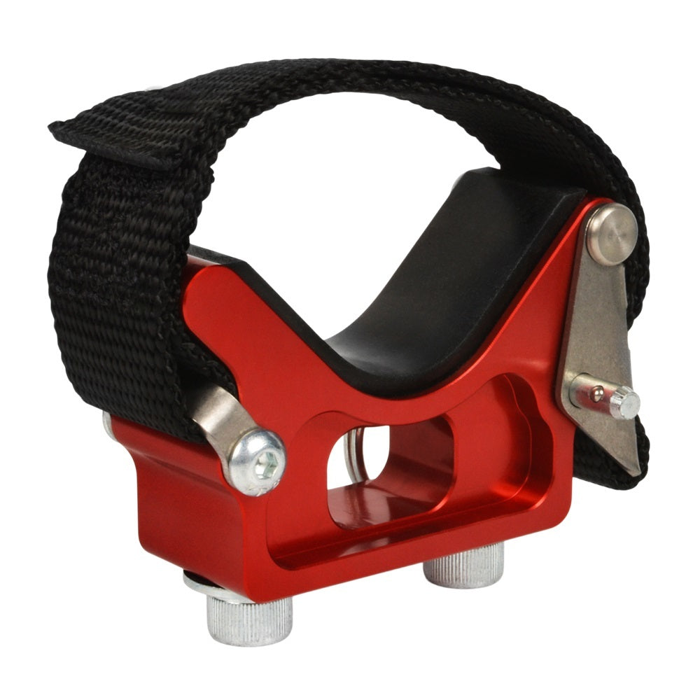 Joes Racing Products 19430-V2 Shock Reservoir Bracket Flat Panel Mount with Quick Release for 1 1/2 to 3 Inch Reservoirs, Aluminum and Nylon, Red Finish