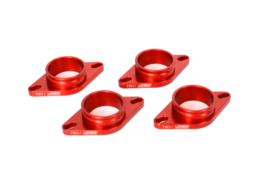 JOES Racing Products TSO Yamaha Carburetor Adapter Set of 4 with O-Rings, Aluminum, Red Anodized for Micro Sprints