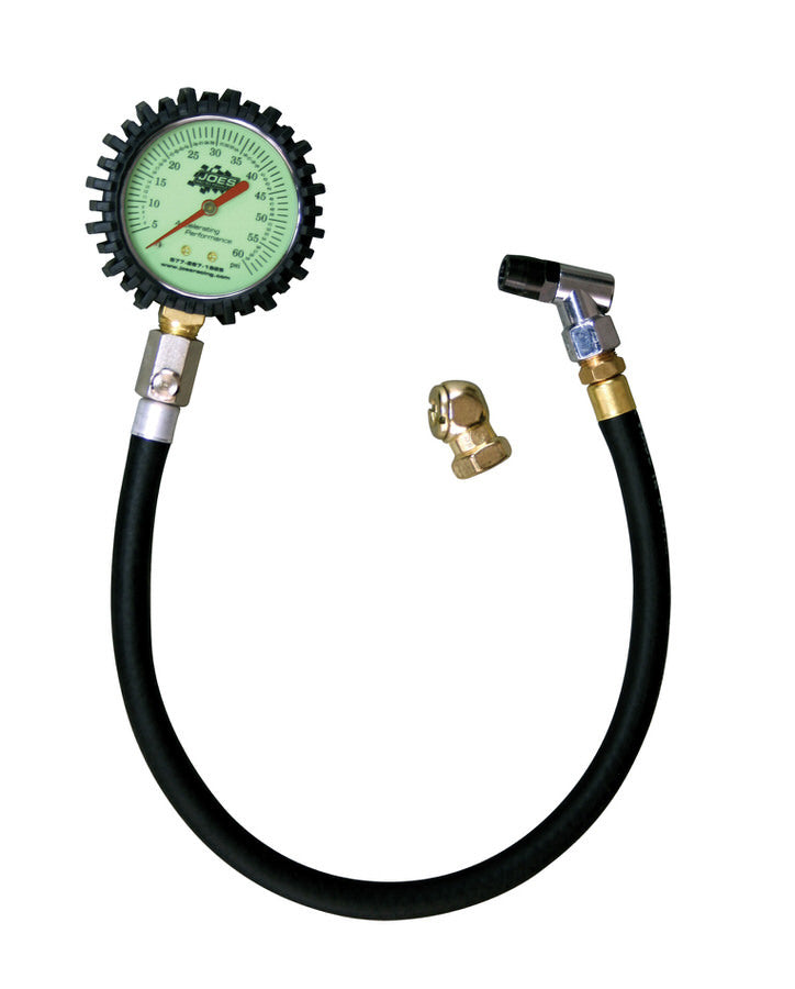 Joes Racing Products 32307 Tire Pressure Gauge, 0-60 PSI, Economy Model with Glow-in-the-Dark Dial and Analog Display