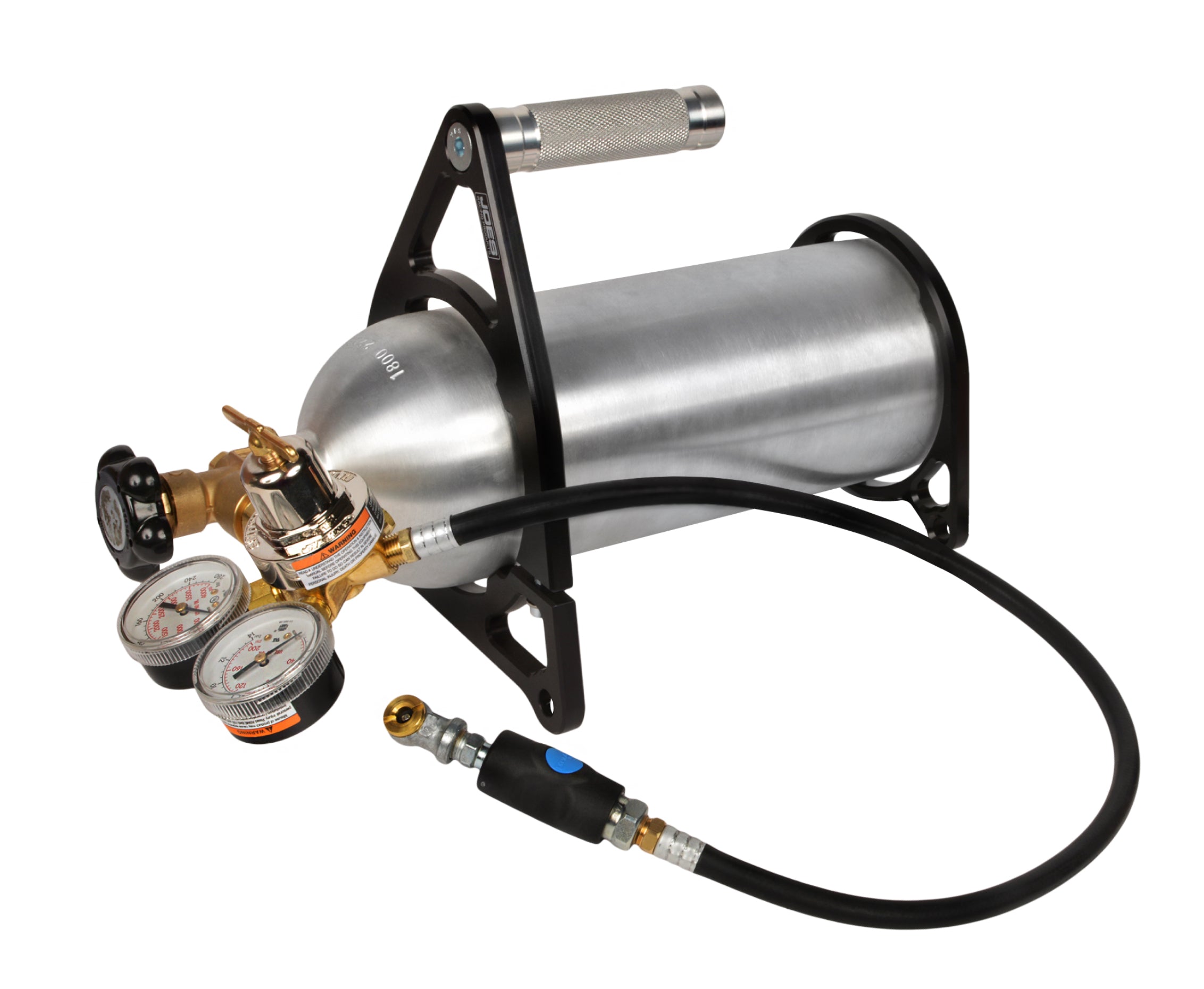 Joes Racing Products 32351-V2 Portable Nitrogen Tank Kit with Regulator, Gauge, Bracket, and Hose, 1800 PSI, Aluminum, Natural Finish