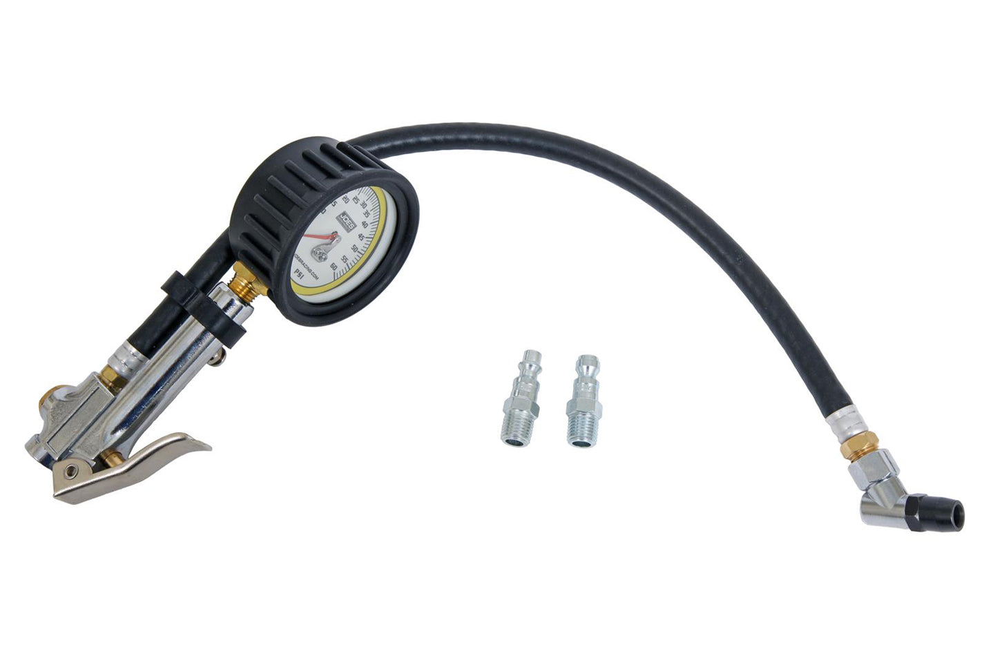 JOES Racing Products Tire Inflator Quick Fill 0-60 psi Analog Gauge with Glow in Dark Dial and Fittings