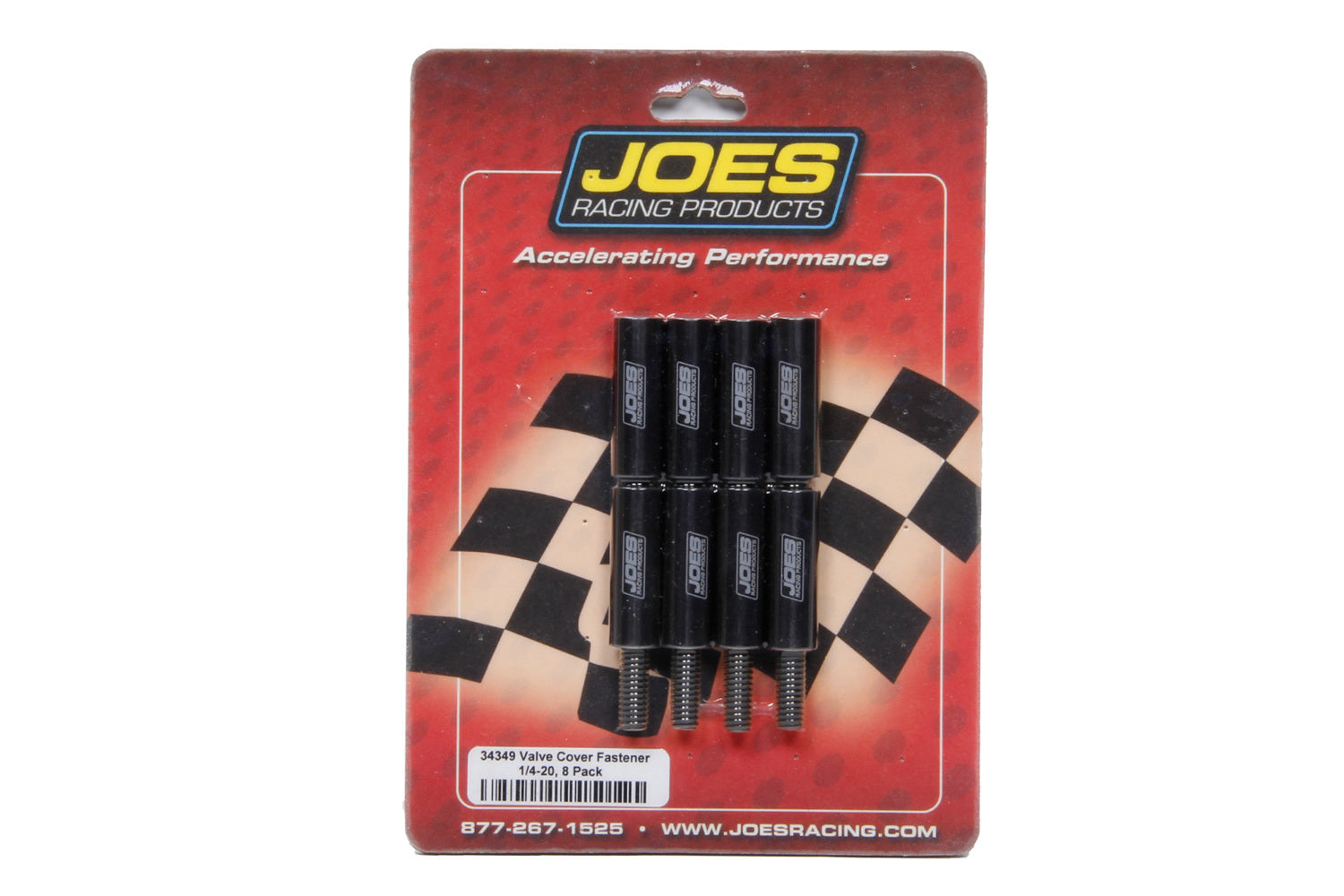 Joes Racing Products 34349 Aluminum Valve Cover Nut Kit with Studs 1/4-20, 1.5 Inch Long, Black Anodized, Set of 8