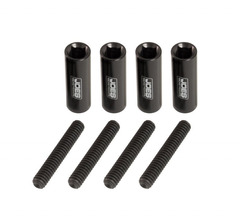 Joes Racing Products 34350 Aluminum Valve Cover Nut Kit with Studs, 1/4-20 Thread, 1.5 Inches Long, Black Anodized Finish, Set of 4