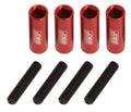Joes Racing Products Aluminum Valve Cover Nut Kit with Studs 1/4-28, Red Anodized, Set of 4