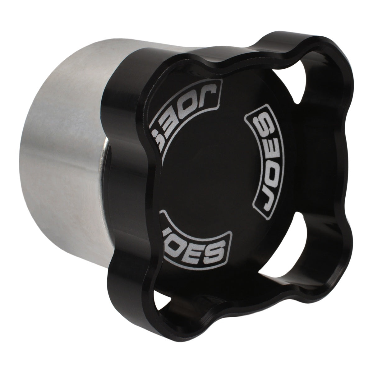 Joes Racing Products 37400 Aluminum Filler Cap with Weld-In Bung for 1-1/4 Inch Openings, Black Anodized