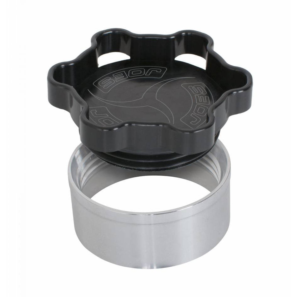 Joes Racing Products 37402 Filler Cap with Weld-In Bung for 2 Inch ID Aluminum, Black Anodized