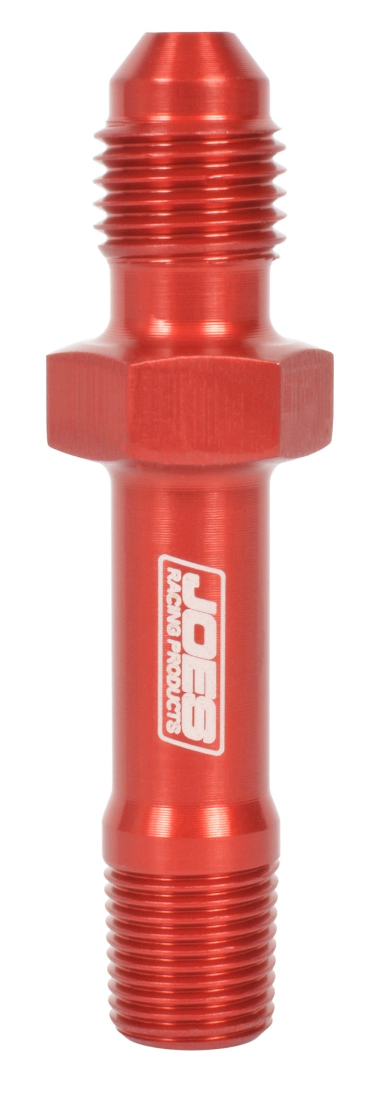 Joes Racing Products 42800 Oil Pressure Fitting, 4AN Male to 1/8 Inch NPT Male, 2.25 Inch Length, Black Anodized Aluminum