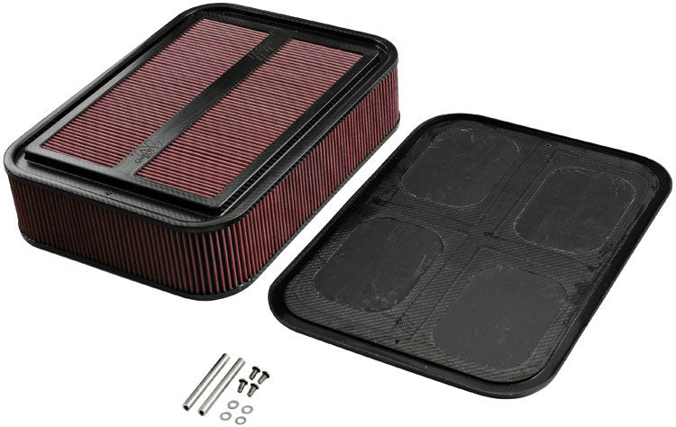 K&N Engineering Carbon Fiber Air Box Kit with Reusable Oiled Filter, 18.81 x 13.75 Inch Rectangle, 4.13 Inch Tall