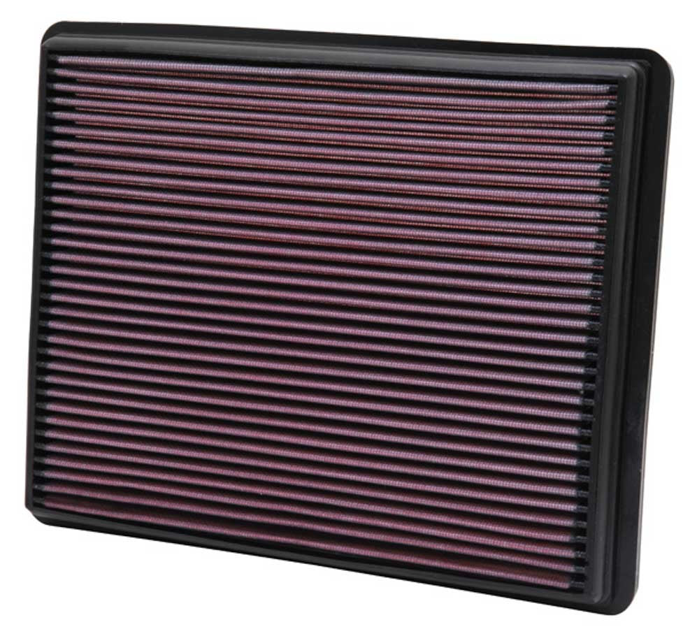 K&N Engineering 33-2129 Panel Air Filter for GM Fullsize SUVs and Trucks, 12.44 x 9.81 Inches, Reusable Cotton, Red