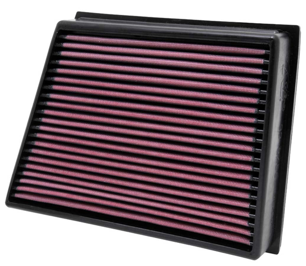 K&N Engineering 33-2466 Air Filter Element for GM Fullsize Trucks, 13.125 x 9.438 Inches, Reusable Cotton, Red Finish