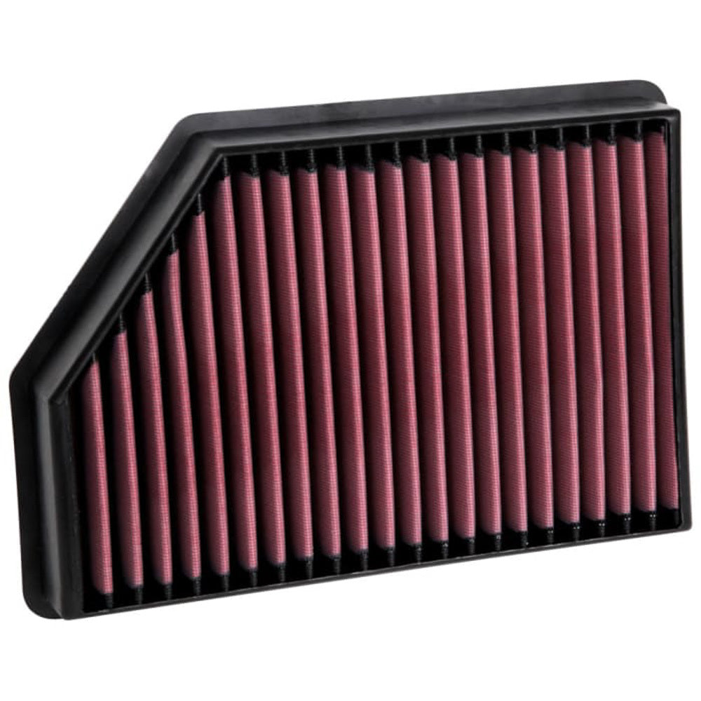 K&N Engineering 33-5098 Air Filter Element for GM Duramax 6.6L Diesel Trucks, Panel, 9.438 x 13.625 Inches, Reusable Cotton Filter in Red