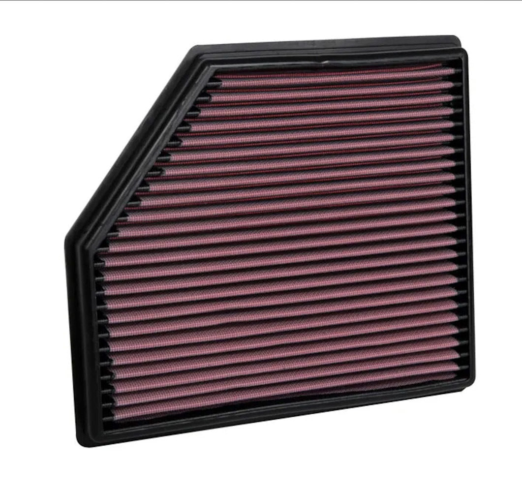 K&N Engineering 33-5102 Air Filter Element for Cadillac CTS 2020-2021, Panel, Reusable Cotton, Red Finish