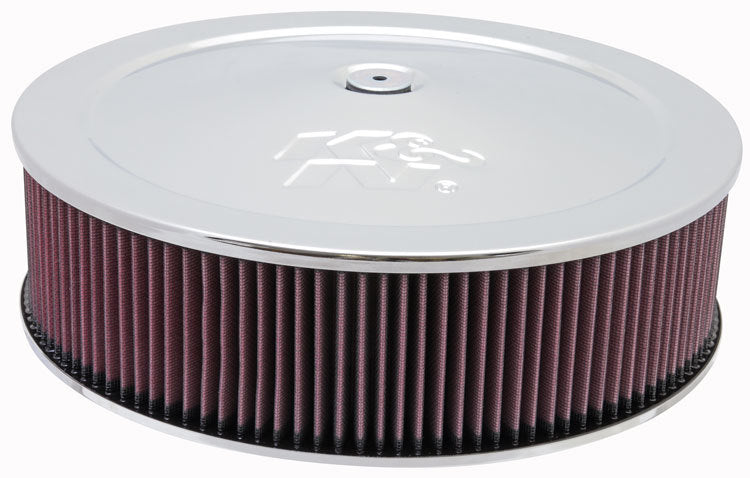 K&N Engineering K&N 60-1260 Air Cleaner Assembly, 14-Inch Round, Chrome Steel with 4-Inch Element and Raised Base