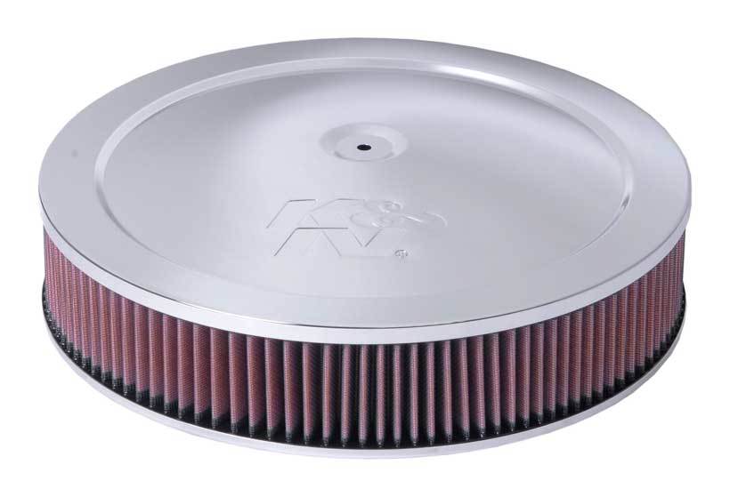 K&N Engineering 60-1264 Air Cleaner Assembly for 14-inch Diameter Intake with Chrome Finish and Raised Base